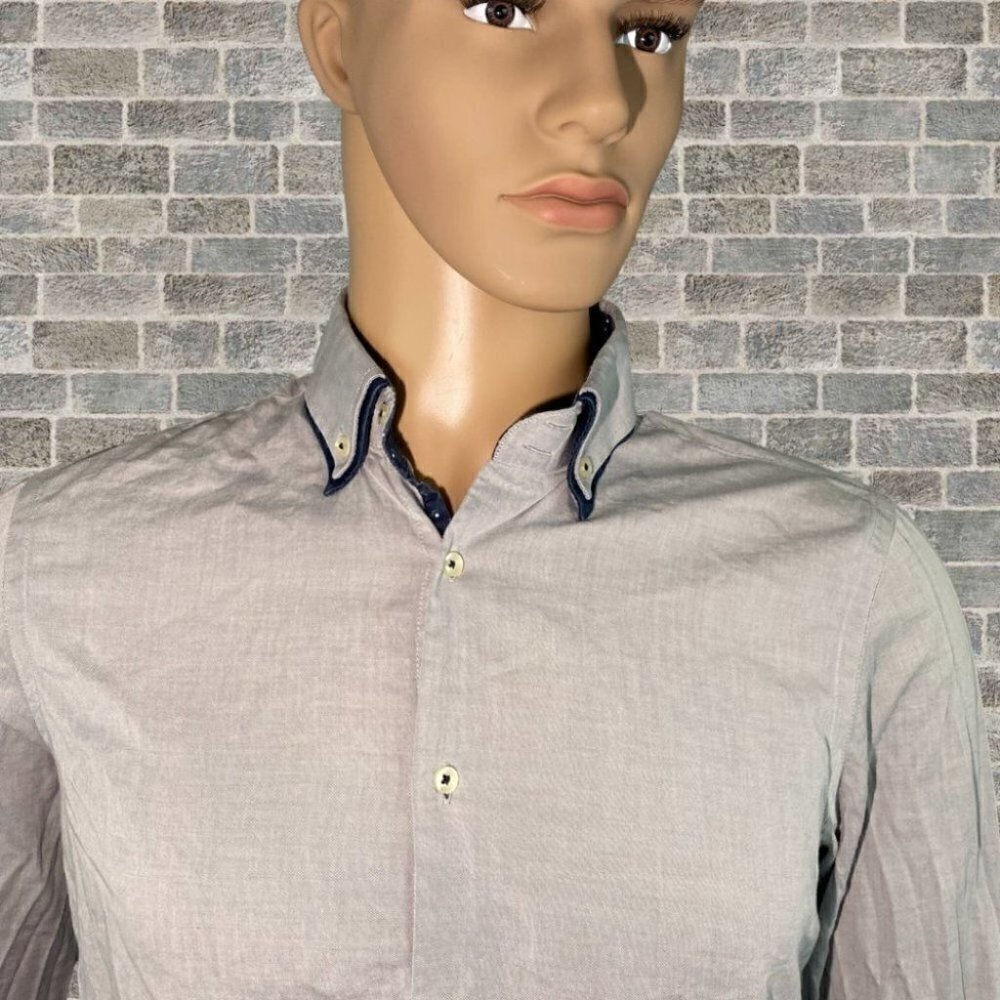 ZARA MAN Slim Fit collard long sleeve button up dress shirt Size M - Picture 3 of 5